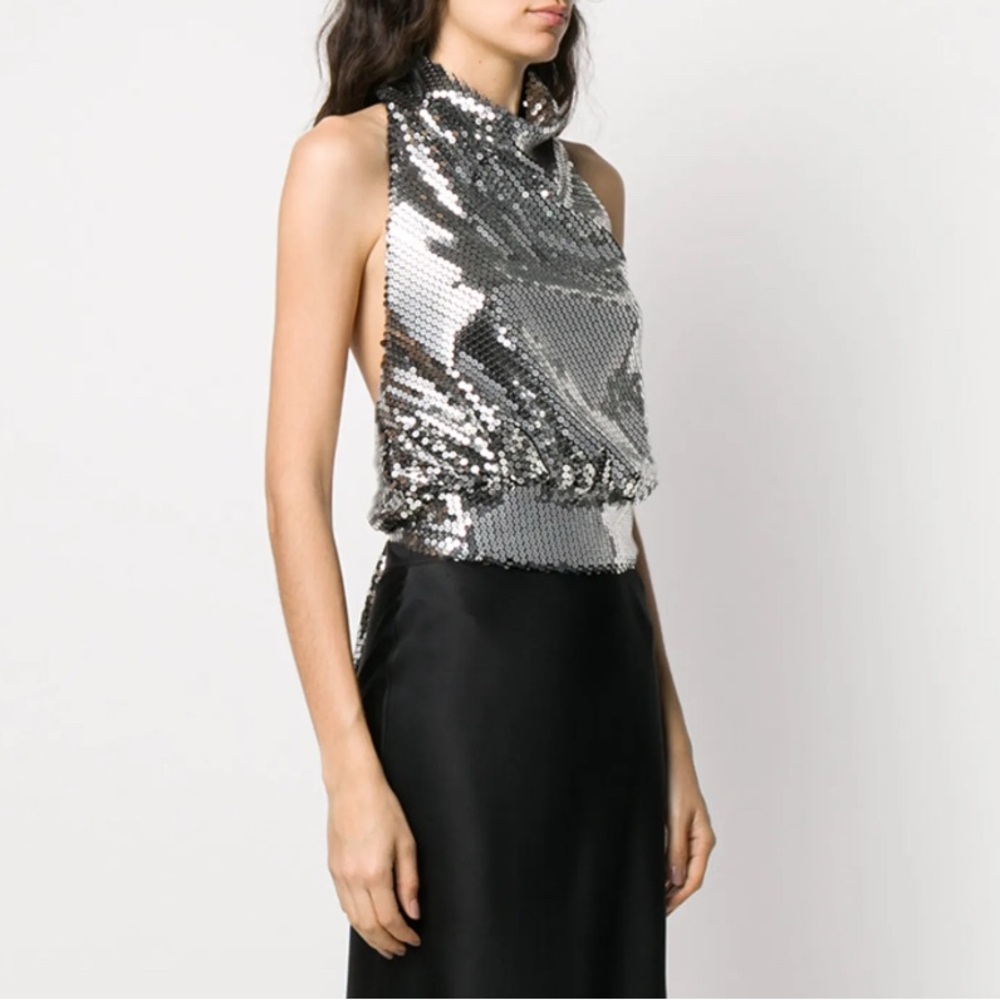 The Attico SEQUIN-EMBELLISHED HALTERNECK TOP